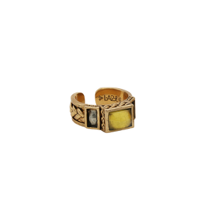 LA2L - Bague Simone Tank - Péridot / Pyrite