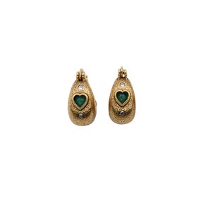 LA2L - Crèoles Sacha Strass Coeur - Agate verte