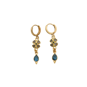 LA2L - Bo Sacha Trèfle Goutte - Labradorite / Tourmaline bleue