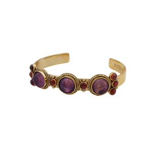 LA2L - Jonc Jasmine cabochons grand modèle - Améthyste/Hessonite