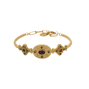 LA2L - Bracelet Théra articulé- Émail vert / Améthyste