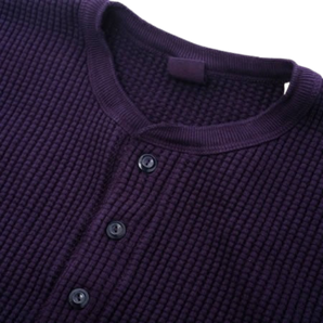 UES - BIG WAFFLE HENLEY NECK - INDIGO