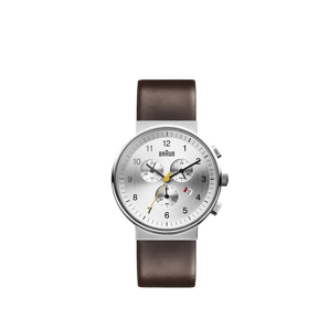 Braun Gents - BN0035 Classic Chronograph Watch with Leather Strap - Silver