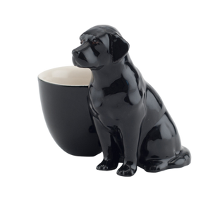 Quail Ceramics - Black Labrador with egg cup 黑毛拉布拉多蛋杯