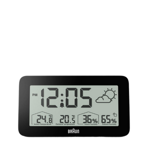 Braun Clocks - BC13 Braun Digital Weather Station Clock - Black