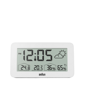 Braun Clocks - BC13 Braun Digital Weather Station Clock - White