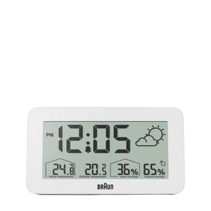 Braun Clocks - BC13 Braun Digital Weather Station Clock - White