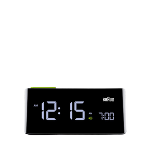 Braun Clocks - BNC016 Braun Digital VA LCD Alarm Clock - Black with UK Adaptor