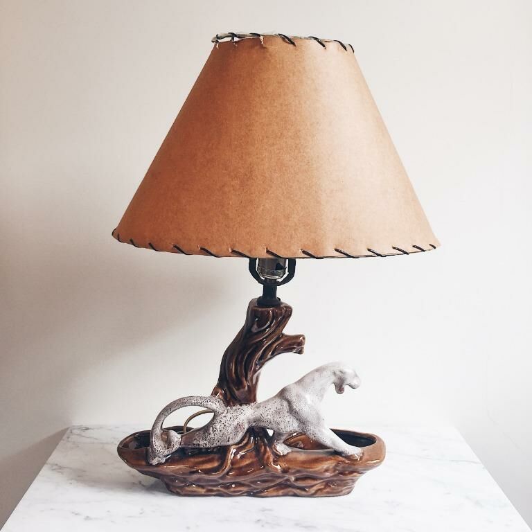 Heima Vintage - 1950s Midcentury Ceramic Panther Lamp