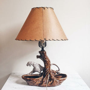 Heima Vintage - 1950s Midcentury Ceramic Panther Lamp