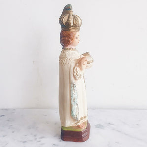 Heima Vintage - Infant Jesus of Prague Chalk Figure Statue - 11.5"