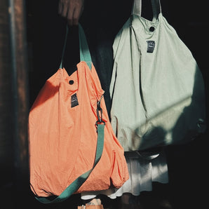OMCC - Shopping Shoulder Tote - Dull Pink/Green
