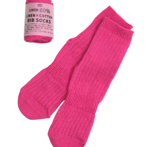 TAWARA - Linen x Cotton Rib Socks - Rose Pink