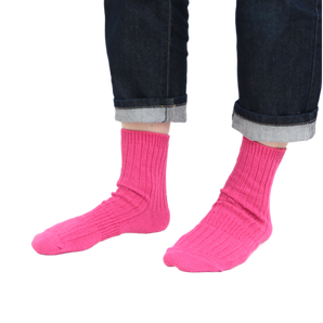 TAWARA - Linen x Cotton Rib Socks - Rose Pink