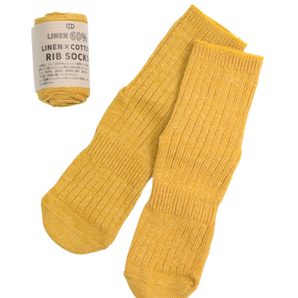 TAWARA - Linen x Cotton Rib Socks - Mustard