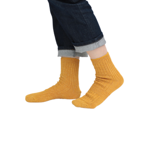 TAWARA - Linen x Cotton Rib Socks - Mustard