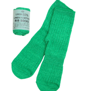 TAWARA - Linen x Cotton Rib Socks - Green