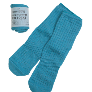 TAWARA - Linen x Cotton Rib Socks - Blue