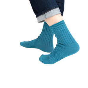 TAWARA - Linen x Cotton Rib Socks - Blue