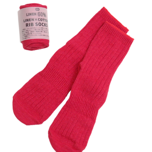 TAWARA - Linen x Cotton Rib Socks - Red