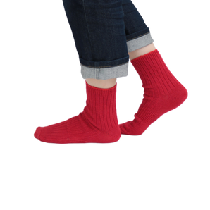 TAWARA - Linen x Cotton Rib Socks - Red